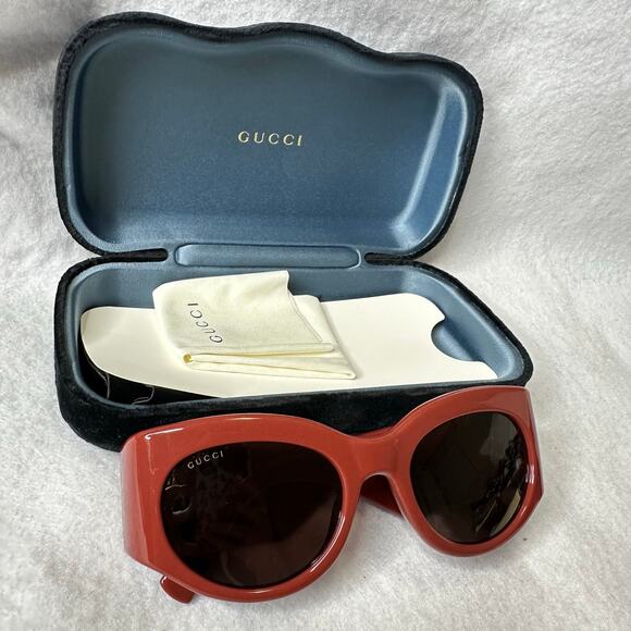 NEW Gucci GG1544S-002 Red Sunglasses 53mm 100% Authentic Burgundy Brown Unisex main image 4